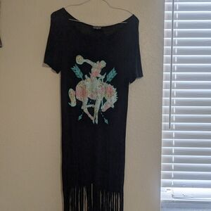 Crazy Train Black Dress with Floral Accents